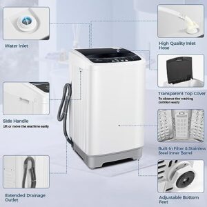 17.8Lbs Portable Washing Machine Nictemaw with 2.4 Cu.ft Washer and Dryer Combo, Drain Pump, and 10 Wash Programs