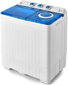 Giantex Portable Washing Machine, Blue and White, Compact Twin Tub Design with Timer Control