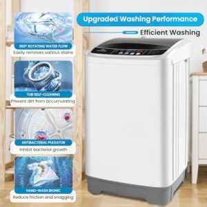 Nictemaw Portable Washing Machine - 17.8Lbs Capacity, Full Automatic Washer, Space Saving Design for Apartments and Dorms