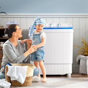 Giantex GX10587US-DK-GX-PF 17.6lbs Compact Washer Spinner Combo in White and Blue