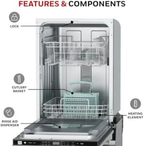 Honeywell 18 Inch Dishwasher with Stainless Steel Tub, Compact Design