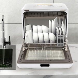 Single Dishwasher, Mini Countertop Lazy Dishwasher with 4 Cleaning Modes and LED Display Screen for Small Spaces