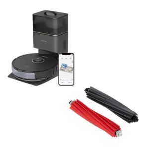 Roborock S8+ Robot Vacuum and Main Brushes Bundle in black, showcasing advanced suction and smart navigation