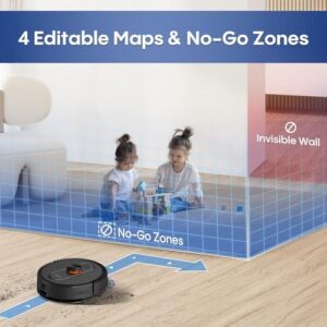 Robot Vacuum and Mop with Self-Emptying, 4000Pa suction power, perfect for hard floors and carpets