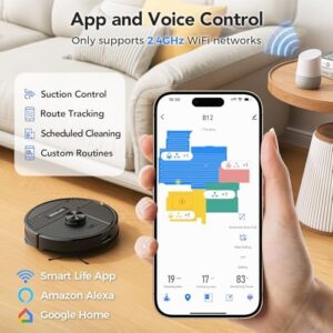 BPMIO Robot Vacuum and Mop Combo with LiDAR navigation, 4500Pa suction, and Alexa compatibility