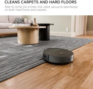 Robot vacuum with 3000Pa suction, brushless tangle-free design, and slim profile, perfect for cleaning hard floors, carpets, and pet hair