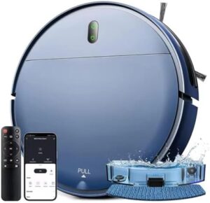 Robot vacuum cleaner with mop, blue color, 4500Pa suction, WiFi smart control