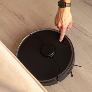 Smart Home Robot Vacuum Cleaner with mop & automatic dust collection in black, efficient cleaning solution for homes