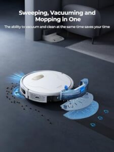 Robot vacuum and mop combo with LIDAR navigation cleaning floors  