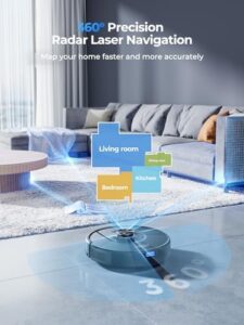 Robot vacuum and mop combo with LIDAR navigation cleaning floors  