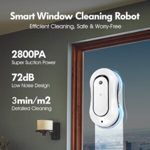 Window Cleaning Robot with Dual Water Spray, 70ml Water Tank, and Automatic Cleaning