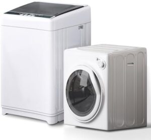 TABU Portable Washer and Dryer Combo in white, featuring a compact design and stainless steel inner tub for energy-efficient washing and drying.