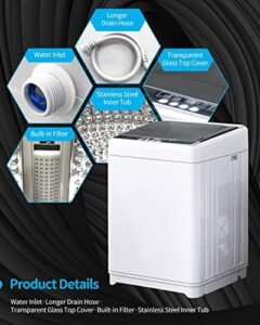 TABU Portable Washer and Dryer Combo in white, featuring a compact design and stainless steel inner tub for energy-efficient washing and drying.