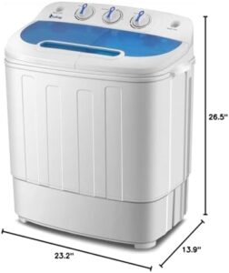 300W Rated Wash Input Power Semi-automatic Washing Machine in White & Blue with Twin Tub Design