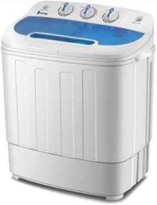 Direct Portable Compact Twin Tub Washing Machine with Semi-Automatic Drain Pump, 13.4lbs Capacity, White and Blue