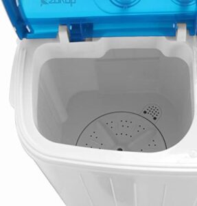 Compact Twin Tub XPB46-RS4 washing machine with built-in drain pump in white and blue