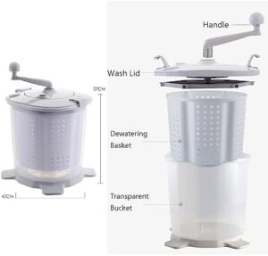 Manual Washing Machine Non Electric Clothes Washer - Compact, Portable Hand Crank Laundry Washer