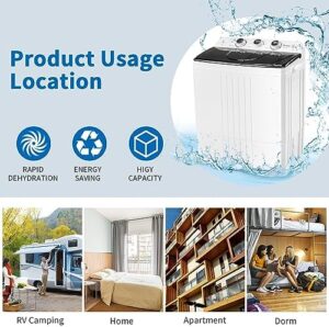 Portable Mini Compact Twin Tub Washing Machine for Apartments, Dorms, and RVs