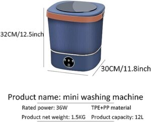 Portable white washing machine with 12L capacity, perfect for small spaces, camping, RV, and travel