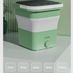 6L Mini Portable Folding Washing Machine in beige and blue-ray, compact design for small laundry loads