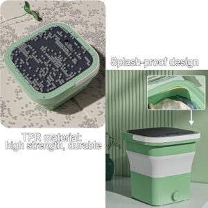 6L Mini Portable Folding Washing Machine in beige and blue-ray, compact design for small laundry loads