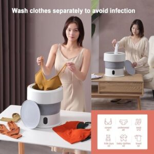 2023 Portable Folding Mini Washing Machine in gold, compact design, ideal for small spaces and travel