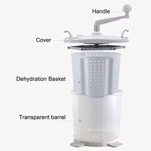 Portable manual washing machine for camping, dorms, apartments, and RVs with hand cranking and non-electric spin dryer.