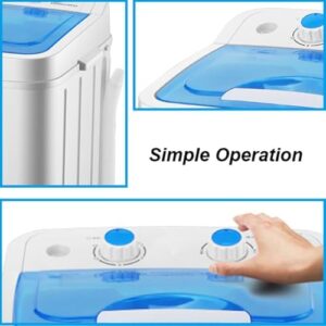 Portable washing machine in a white color, ideal for apartments, RVs, and laundry of baby clothes, socks, and towels