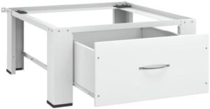 Washing Machine Pedestal with Drawer White, Washer and Dryer Accessory, Storage Solution