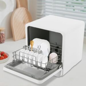 3-in-1 Countertop Dishwasher with 32-Piece Capacity and 360° Rinsing for Apartments and Dorms