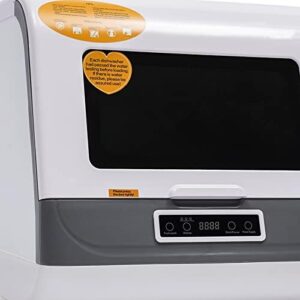 Portable Dishwasher Countertop, Compact design for RV, apartment, or dorm with 3 washing programs and air-dry function.