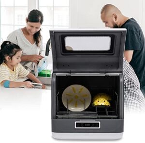 Countertop dishwasher with 360-degree automatic cleaning feature, perfect for small spaces like apartments and RVs  