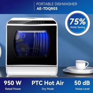 Countertop Dishwasher, Portable Mini with Double Glass Door, perfect for small kitchens and apartments