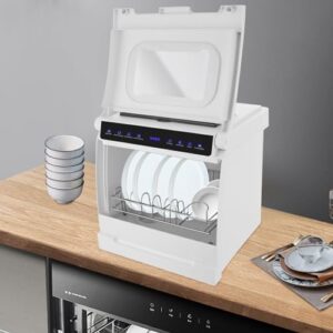 Portable countertop dishwasher with four cleaning modes, ideal for apartments, RVs, and dormitories.  