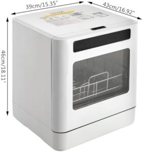 Compact and portable countertop dishwasher with 4 washing programs and 6-liter water tank  