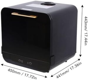 Portable dishwasher with air dry feature on a countertop for apartments