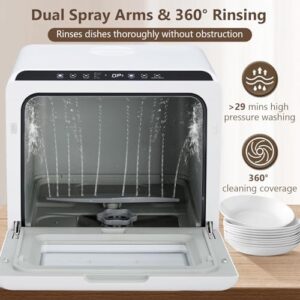 Portable Countertop Dishwasher for Home, RV, and Apartment - White with Plastic Glass Door