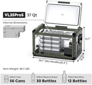 ICECO VL35 ProS 12V Refrigerator in Olive Green, ideal for camping and travel