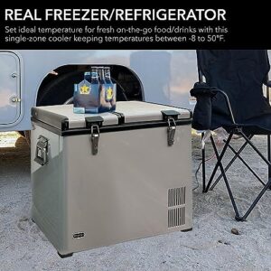 Whynter FM-901DZ 90 Quart Dual Zone Portable Fridge with AC/DC power, perfect for camping, RVs, and home use  