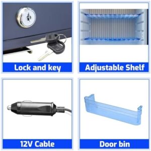 12V RV Refrigerator with lock and reversible door for camping and truck use