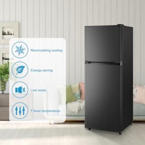 WANAI Double Door 4.5 Cu.Ft Mini Fridge with Freezer, compact refrigerator for dorms, offices, and apartments  