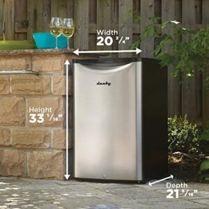 Danby DAR044A6BSLDBO 4.4 Cu.Ft. Outdoor Mini Fridge in stainless steel for patio, pool bar, and cabana