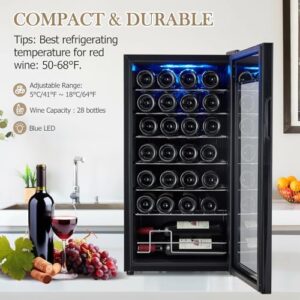 Garvee 28 Bottle Compressor Wine Cooler Refrigerator, ideal for red, white, champagne, and sparkling wine storage.