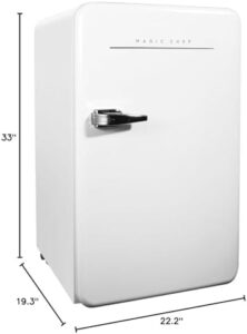 Magic Chef MCR32CHW Compact Refrigerator in white, featuring a compact design with adjustable shelves and a reversible door, perfect for dorms, offices, and small kitchens.  