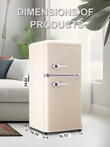 3.5 Cu.ft Retro Compact Refrigerator in Cream, Perfect for Home, Office, or Dorm