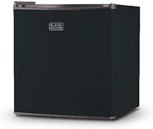 BLACK+DECKER BCRK17B Compact Refrigerator and Farberware Countertop Microwave on a kitchen countertop