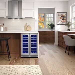 Zephyr Presrv 24" Wine Fridge Dual Zone under counter wine cooler with French glass door