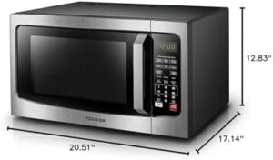 Midea WHD-113FSS1 Compact Refrigerator and TOSHIBA EM131A5C-SS Countertop Microwave Oven, Stainless Steel, 3.1 Cu Ft, 12 Auto Menus, Turntable