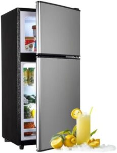 Apartment Size Fridge with Freezer, 3.5 Cu.Ft Double Door Refrigerator with Adjustable Thermostat