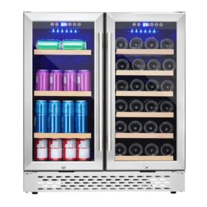 Wine Cooler 30-Inch Dual Zone Refrigerator with Glass Door and Digital Touch Control